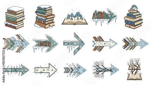 Collection of various handmade and artistic arrow illustrations