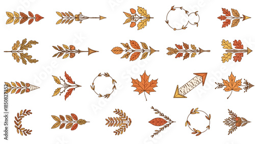 Collection of autumn leaves and branches for seasonal decoration