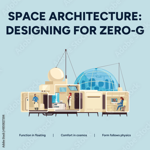 Space architecture designed for zero-gravity environments