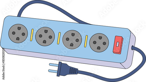 Colorful electric plugs connected to power socket illustration showing energy connection electricity distribution technology concept on dark background