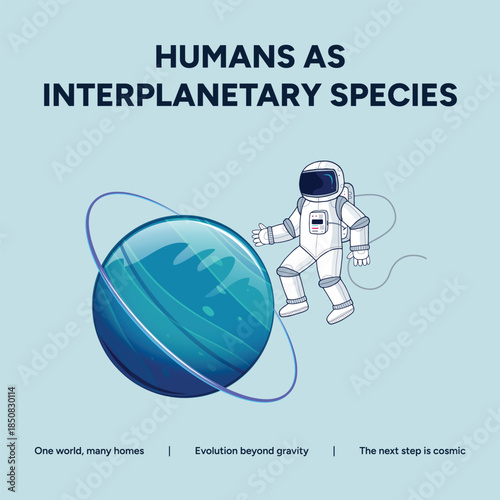 Astronaut exploring planet in space with a cosmic background