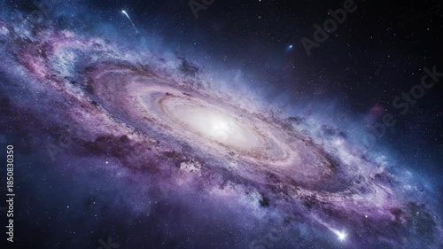Majestic spiral galaxy with swirling arms of stardust and glowing cosmic core