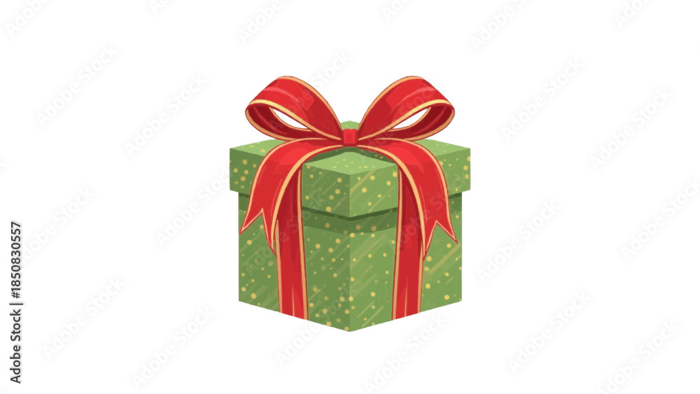 Fototapeta premium A beautifully wrapped gift with a festive red bow