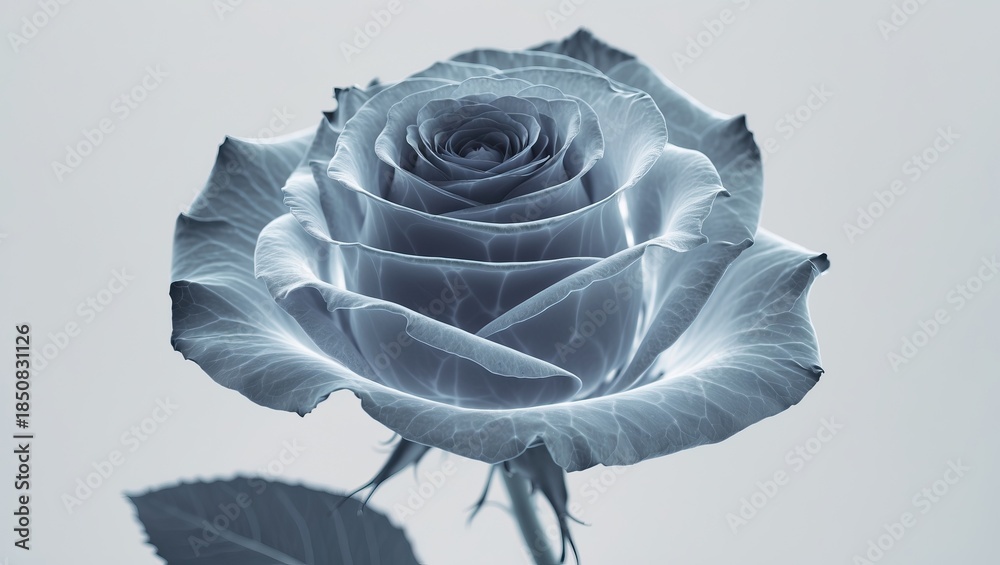 Obraz premium Blue rose on gray background — AI-generated