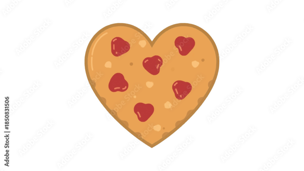 Fototapeta premium A heart-shaped cookie decorated with red berry pieces, a symbol of love and affection. A delightful treat, perfect for any occasion!