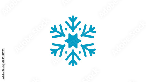 A symmetrical, intricate snowflake design in a cool tone