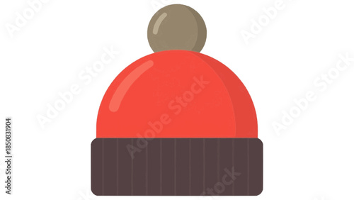 A vivid illustration of a warm winter hat with a bobble on top