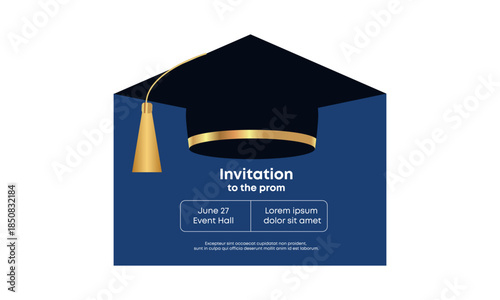 Congratulations on your graduation from school. Class of 2026. Graduation cap, confetti and balloons. Congratulatory banner. Academy of Education School of Learning	Congratulations on your graduation 