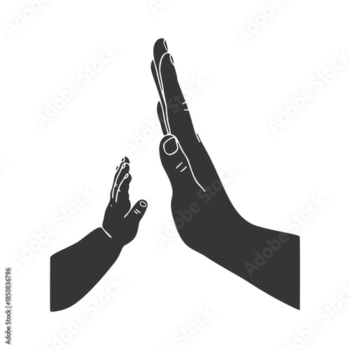 手と手のタッチ　母と子　シルエットアイコン