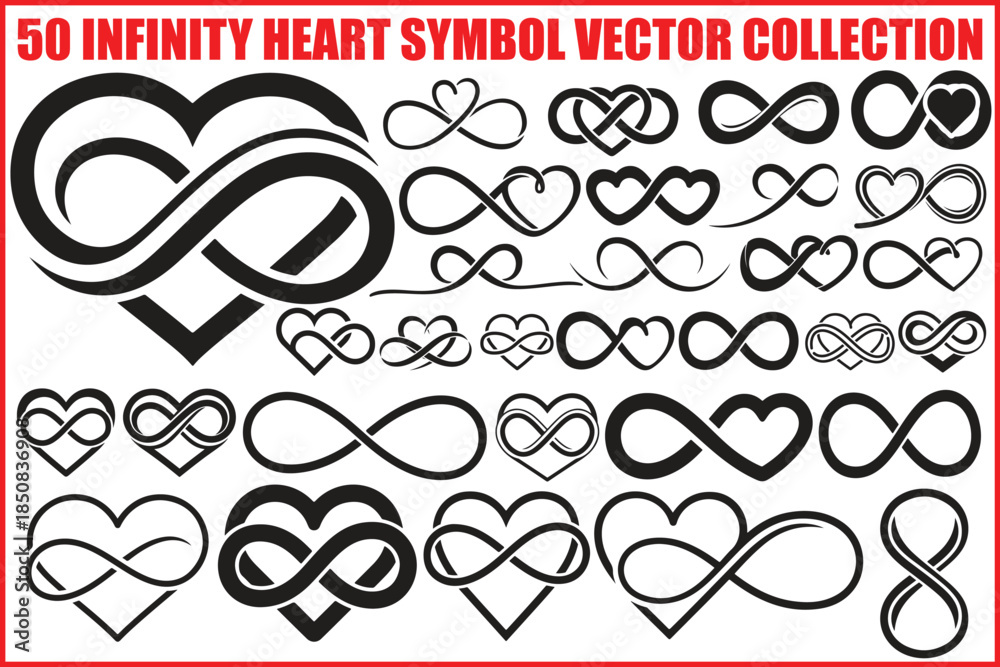 Fototapeta premium 50 Infinity Heart Symbol Vector Bundle