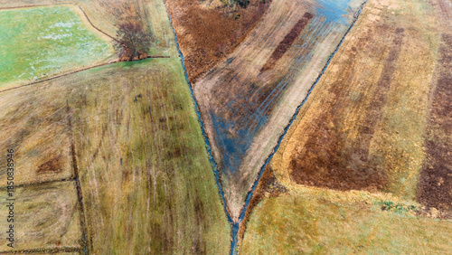 Geometric Winter Fields with Water Channels and Earth Tones