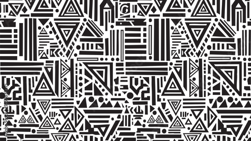 Black and white geometric tribal pattern for design projects