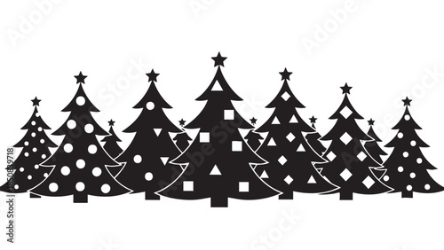 Christmas trees patterned silhouette for holiday decorations