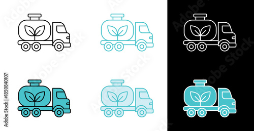Sustainable fuel vehicle icon for ecological transport and alternative energy in line and fill style