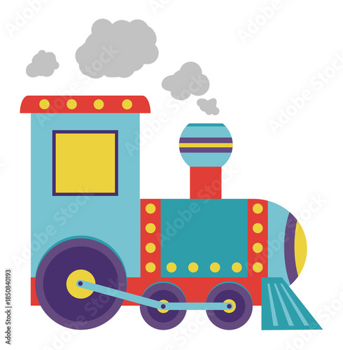 Colourful Cartoon Steam Engine Train Illustration