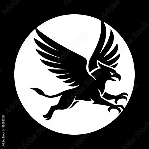 Griffin logo vector illustration template. Simple hand draw black and white