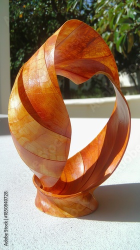 Curled Dry Leaf on Gray Surface with Natural Light Focus