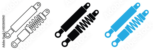 Shock absorbers in three styles for industrial use,Car Suspension Shock Absorber Icon,shock absorber icon vector illustration design,Car Suspension Shock Absorber Icon Symbol Vector Illustration