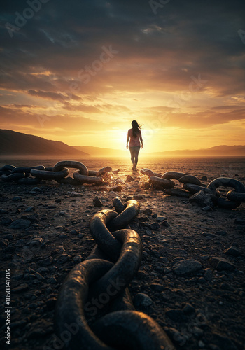 Broken Chain - Freedom And Separation Concept