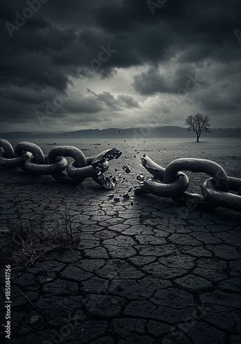 Broken Chain - Freedom And Separation Concept