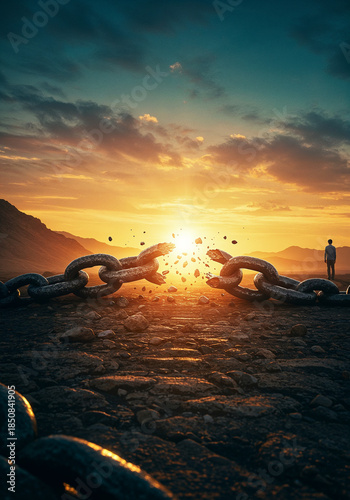 Broken Chain - Freedom And Separation Concept