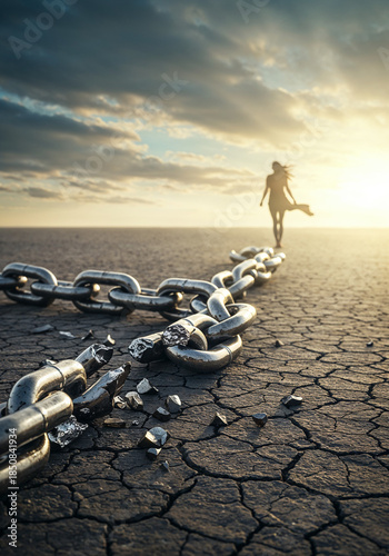 Broken Chain - Freedom And Separation Concept