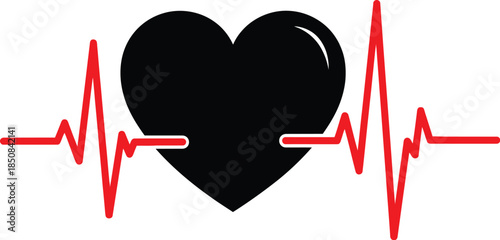 Silhouette of a heart showing a heartbeat line