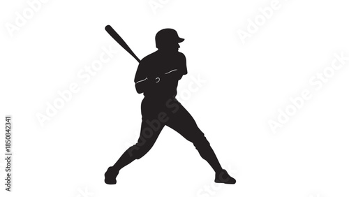Silhouette of a Baseball Player Holding Bat in Action