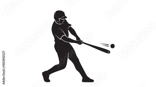 Silhouette of a young boy playing baseball swinging a bat