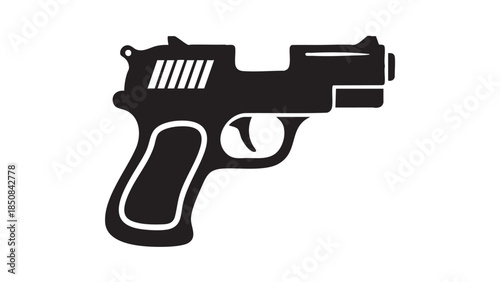 Simple black silhouette of a handgun for safety or crime related themes