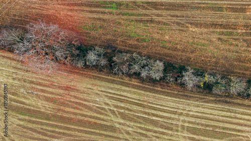 Large Plowed Field with Crisscross Winter Soil Lines