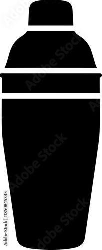 Cocktail shaker icon. Bartending equipment for mixing beverage. Silhouette symbol for bar, restaurant, drink menu. Vector graphic illustration