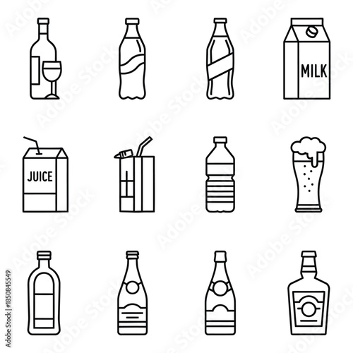 set of drink icons in line style