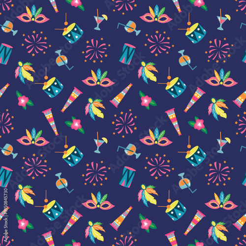Seamless Pattern of Carnival Party Elements