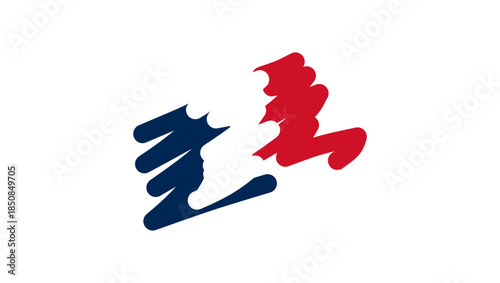France flag line logo, flat simple illustration