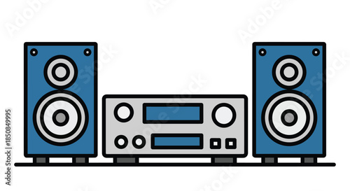 Modern home audio system with speakers and amplifier