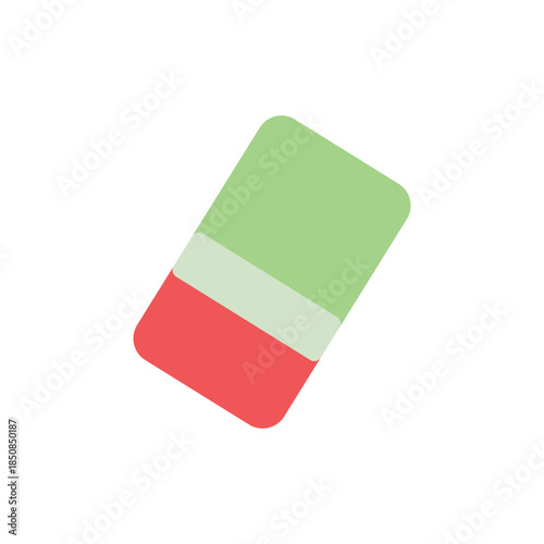 Flat eraser icon for delete, remove, and correction concepts. Clean vector design for education, stationery, office tools, apps, UI, websites, presentations, and digital projects.