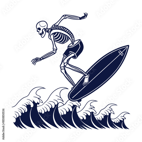 Surfing Skeleton SVG