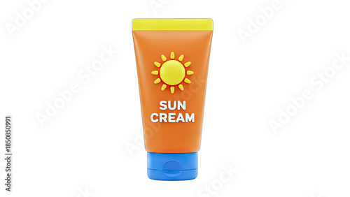 3D Render of Sun Cream Tube on White Background