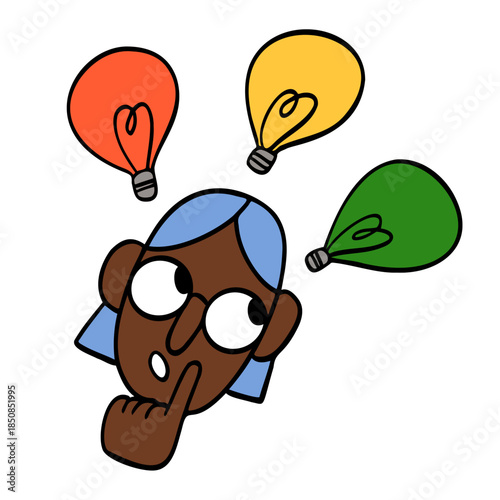 Woman brainstorming and choosing ideas