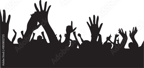 silhouette of people hands, Hands up party, text, poster png