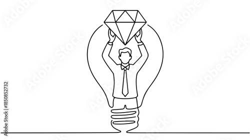 It illustrates the moment of discovery or recognition that an idea has significant potential or inherent worth.