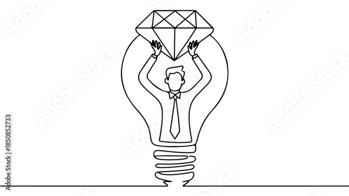 The image typically symbolizes that a brilliant idea or innovation (represented by the light bulb) can lead to immense wealth, value, or a priceless opportunity (the diamond)