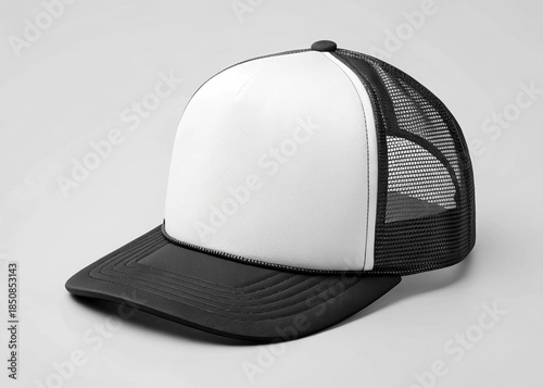 Black and white baseball cap isolated on white background with clipping path.