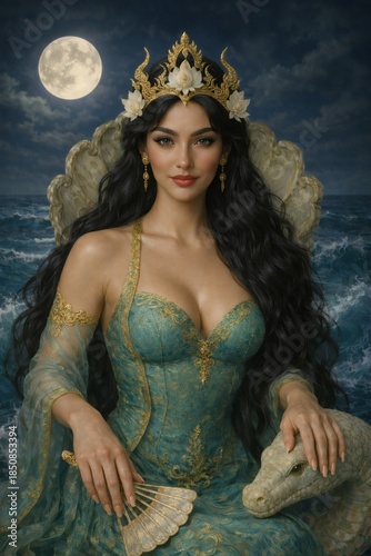 Mythical Queen of the Southern Sea under Moonlight