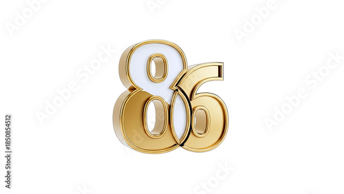 Golden 3D Numbers 8 and 6 on White Background