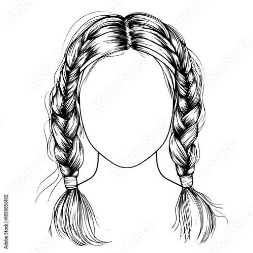 Whimsical Braided Wig Headband: Trendy Fashion Statement | Clean, isolated vector art for creative projects.