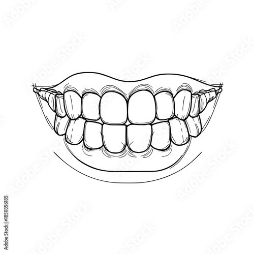 Dentist's Smiling Muse: Art Straight Teeth Perfect Alignment | Clean, isolated vector art for creative projects.
