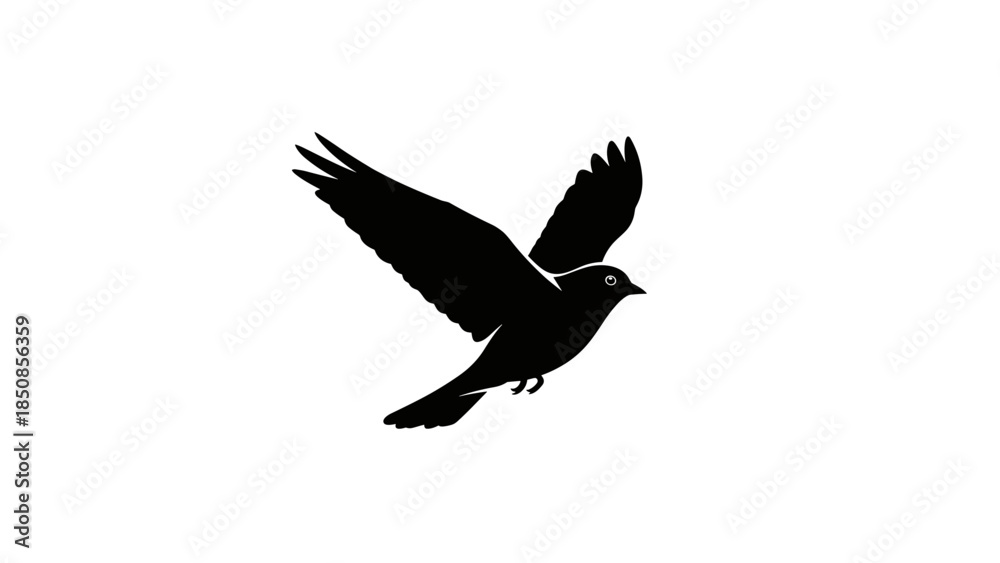 Obraz premium Black Bird Silhouette in Flight.