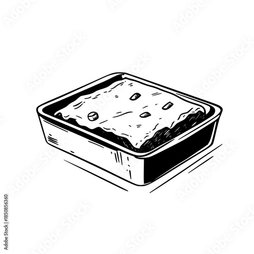 Classic Recipe: Timeless Tiramisu Square Pan | Clean, isolated vector art for creative projects.